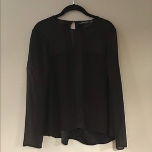 Black Sheer Sleeve Top